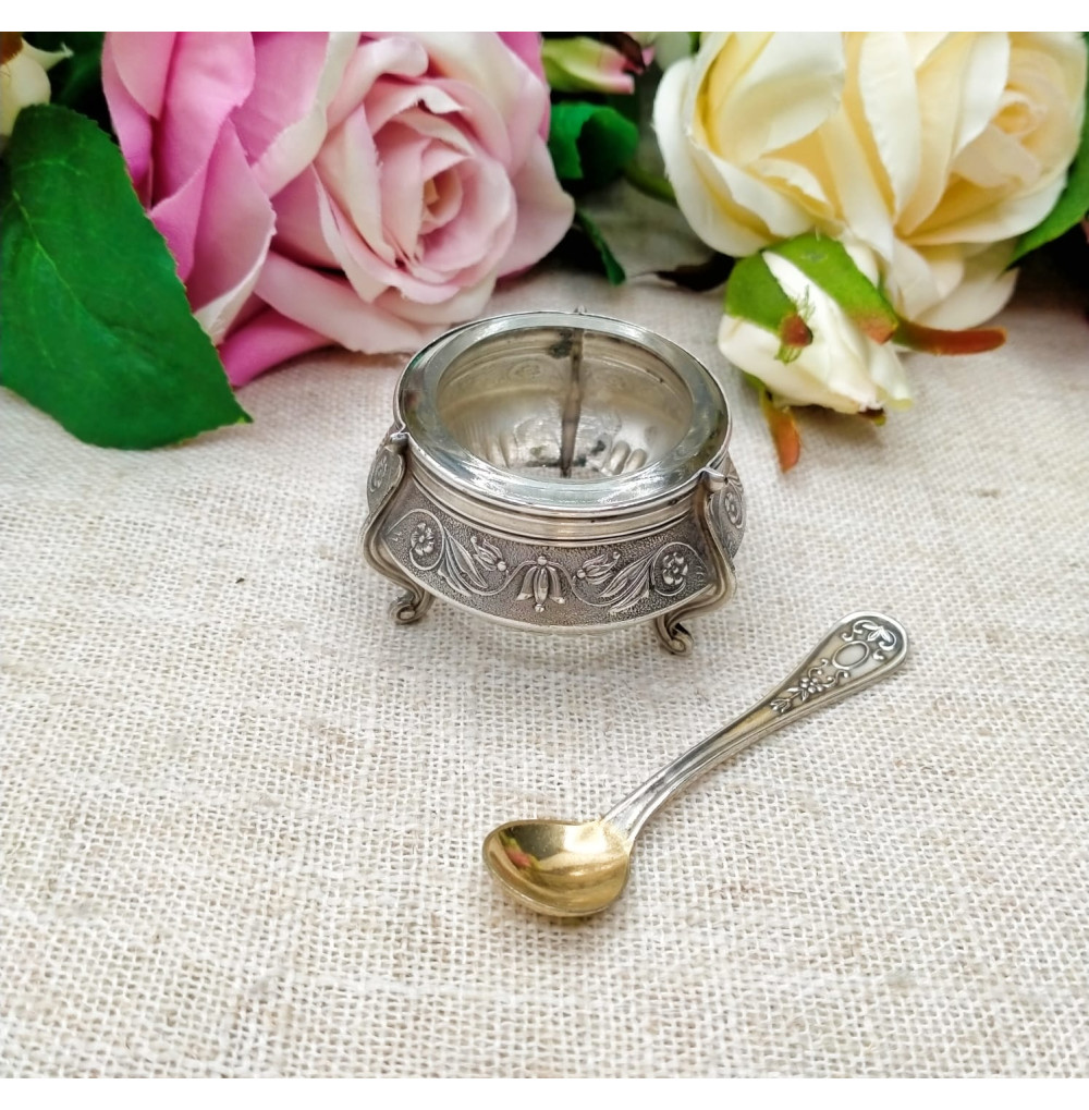 Salero plata con cucharita