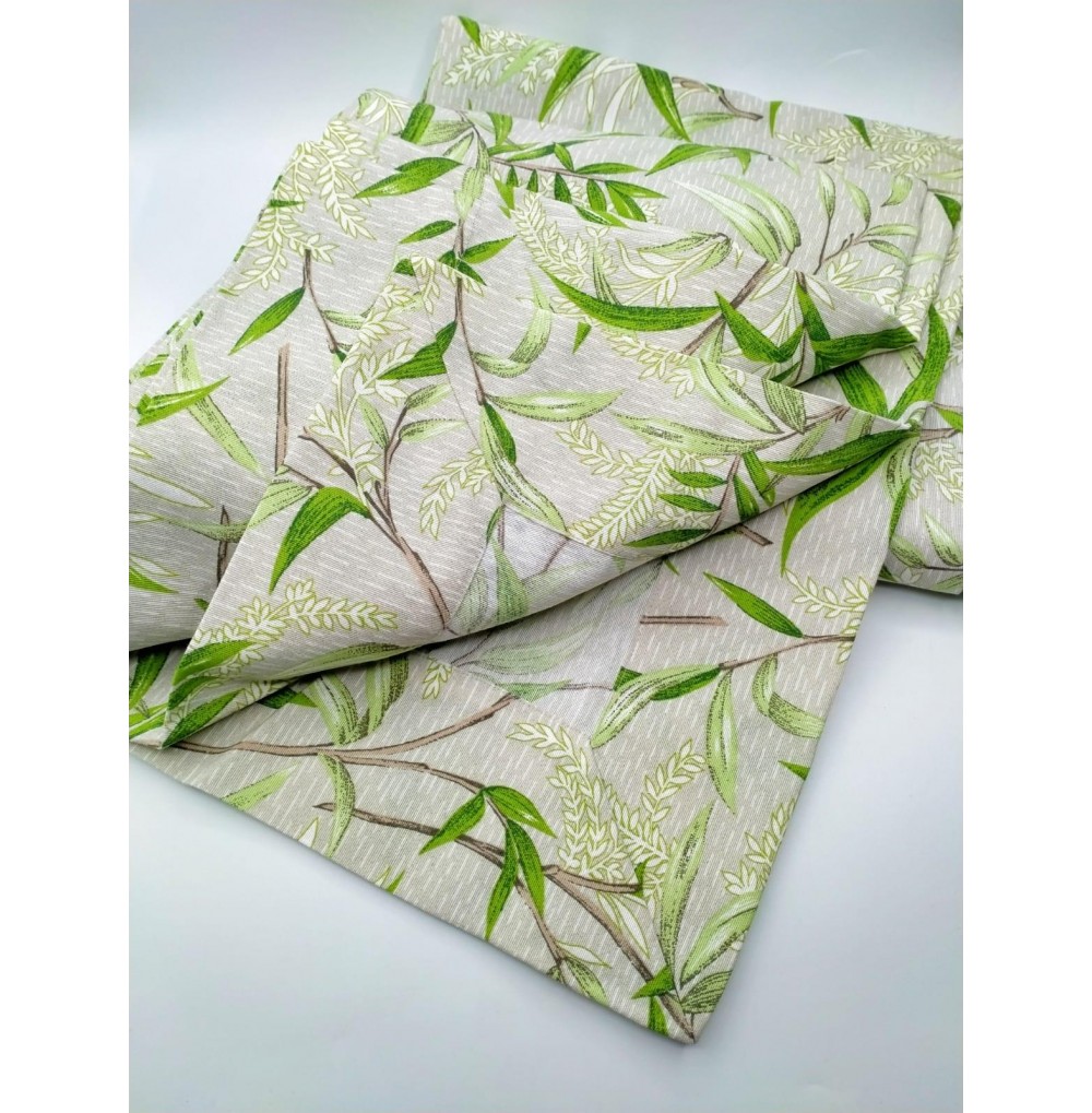 Mantel loneta hojas de bambú