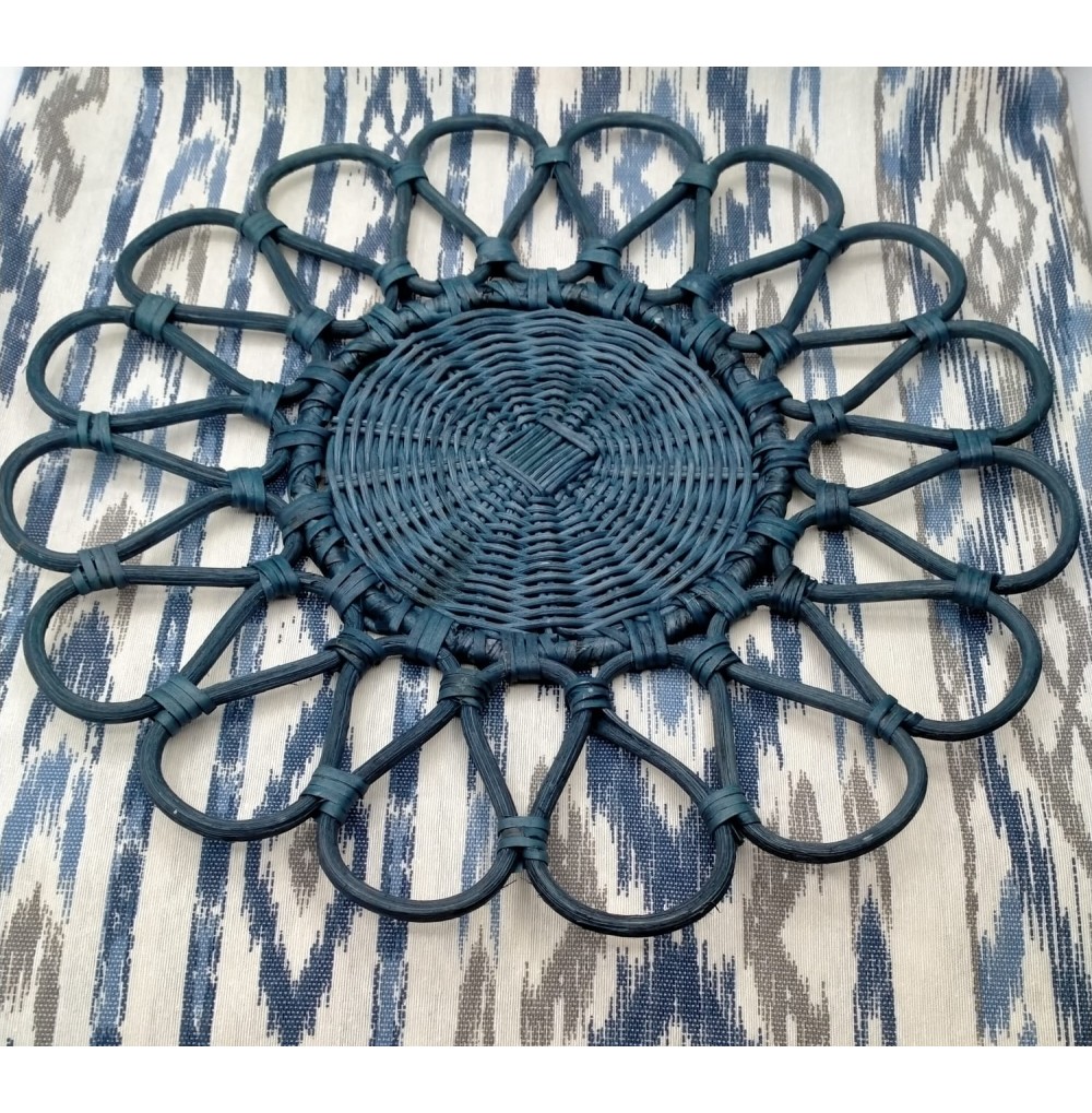 Bajoplato ratán azul 37 cm